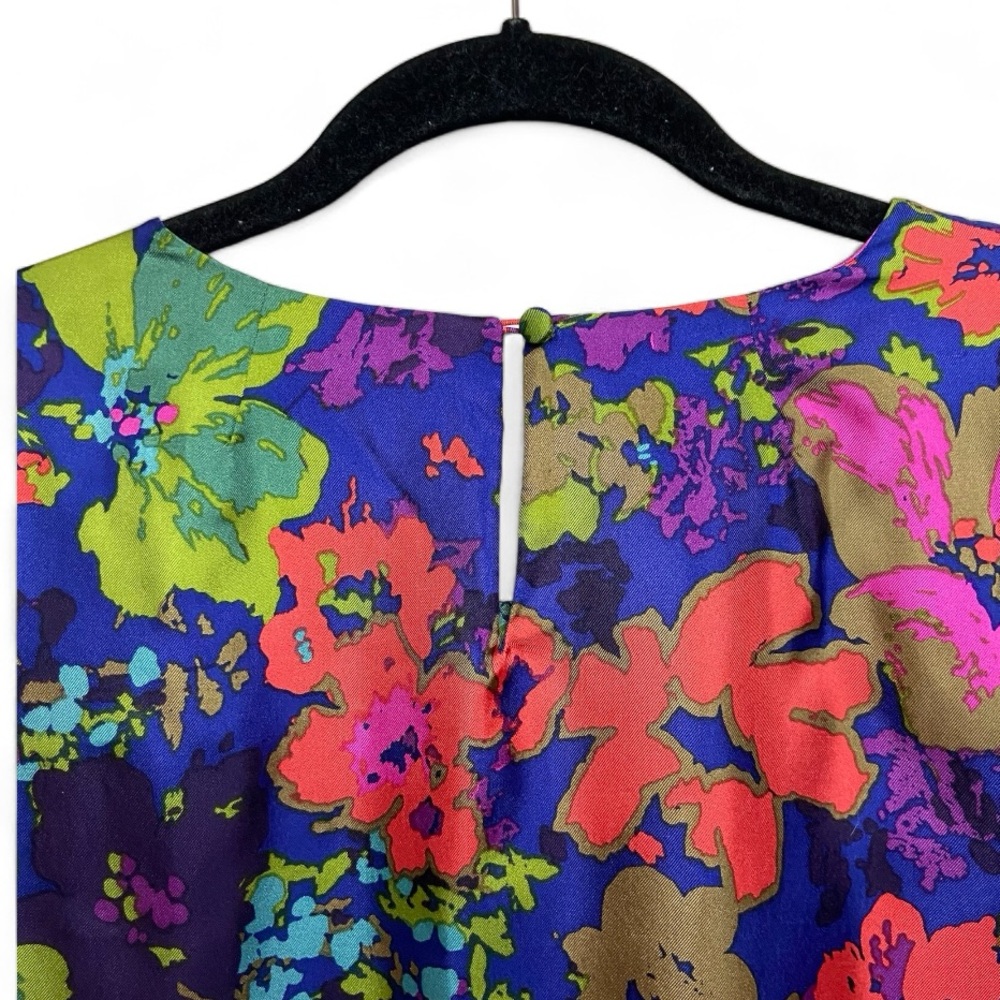 J Crew silk shift dress, Jules Ashbury , vibrant floral, size 00, EUC - Picture 5 of 8